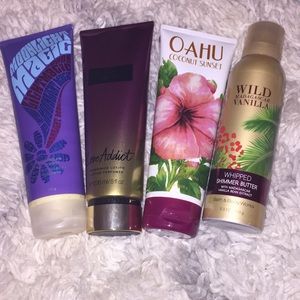 A bunch of creams from bath and body!
